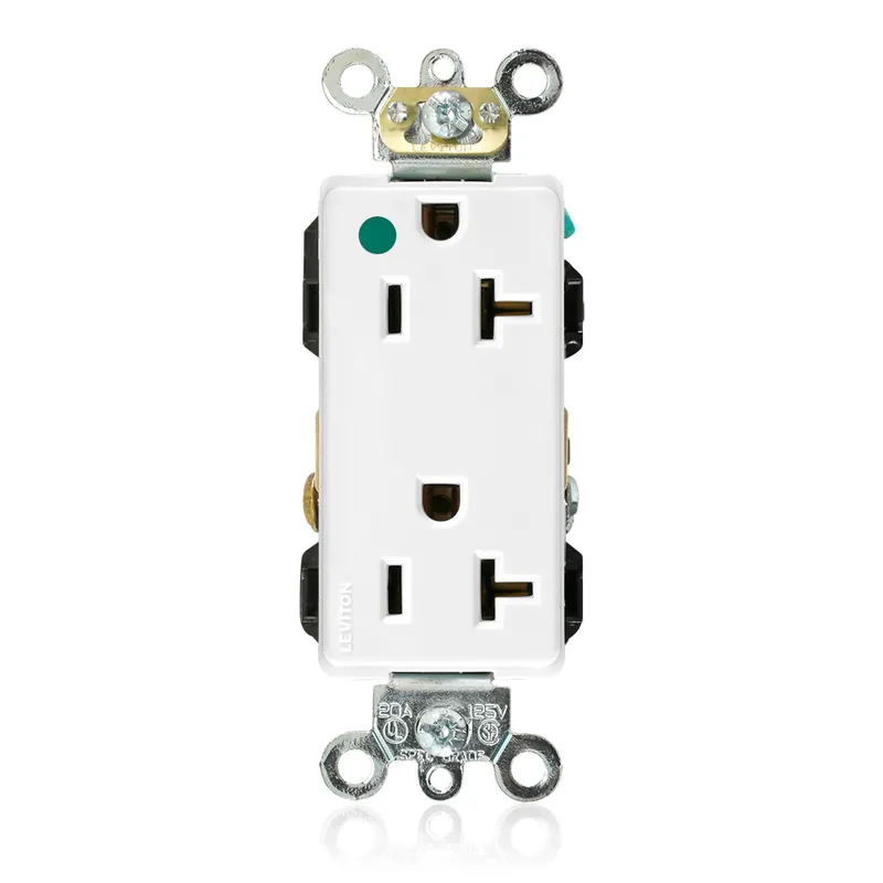 Leviton 16362-HGW 20amp 125volt Decora Plus Extra Heavy-Duty Hospital Grade Duplex Receptacle