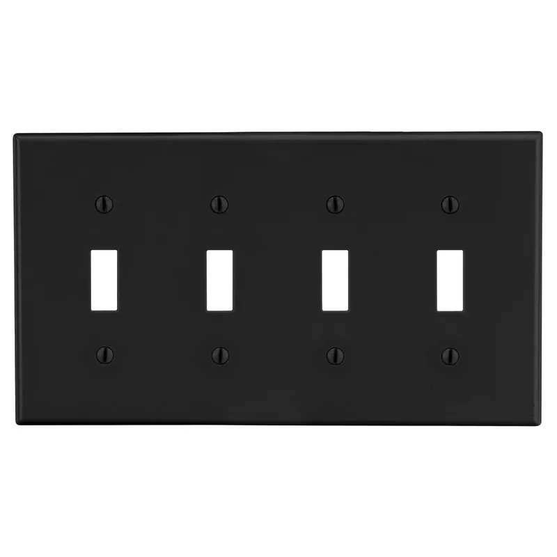 Hubbell Wiring Device-Kellems P4BK HPW P4BK WALLPLATE, 4-G, 4) TOG, BK