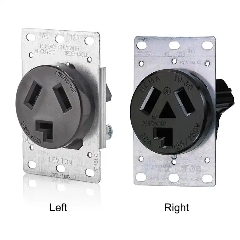LEVITON 5207 30 Amp, 125/250 Volt, Flush Mount Single Receptacle, Black