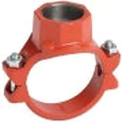 Victaulic CE65920PE0 920 Orange Enamel Ductile Iron Threaded Mechanical-T Coupling with 2-1/2 in FPT Bolted Branch Outlet and Grade E EPDM Gasket