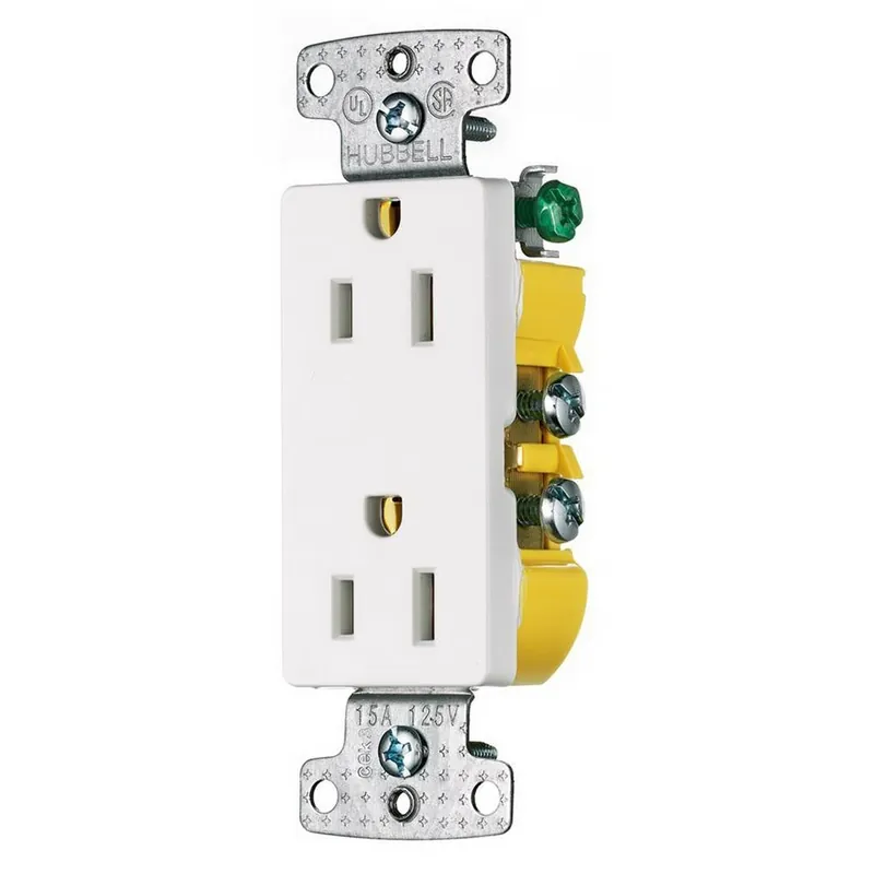 Hubbell Wiring Device-Kellems RRD15W 15 Amp 125 Volt 2-Pole 3-Wire NEMA 5-15R White Decorator Duplex Receptacle